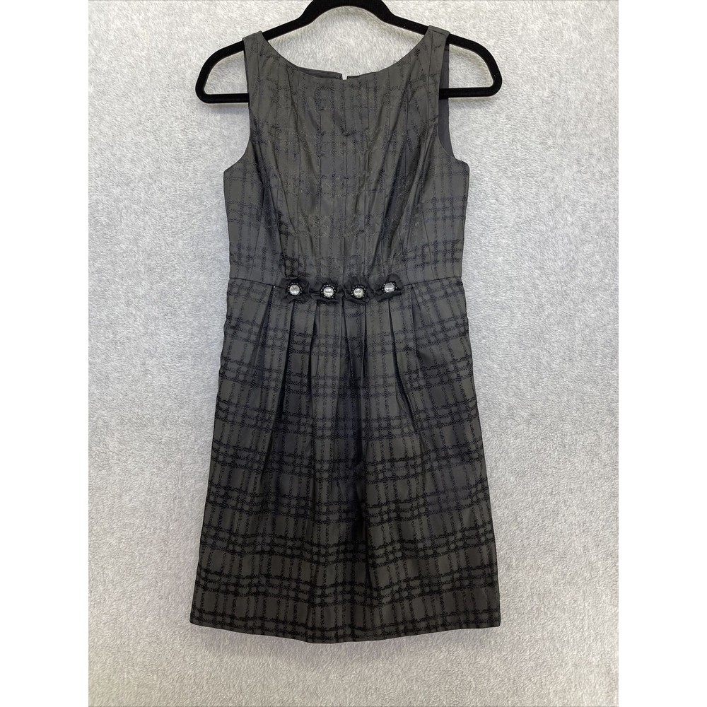 Max and Cleo Dress Black Floral Waist Plaid Size 6 Formal Women Sleeveless